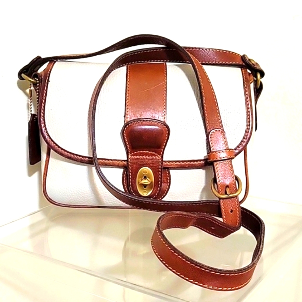 Coach White and Brown Crossbody Bag